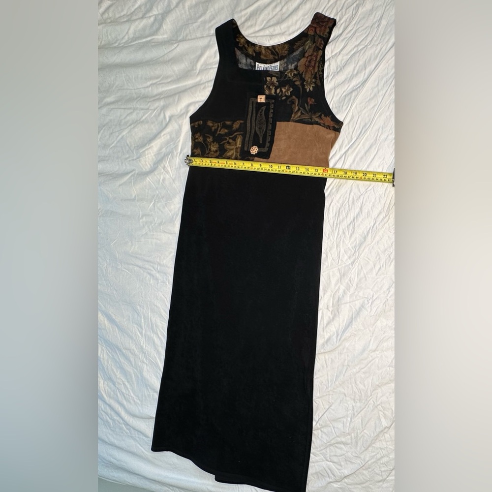 VTG 90s Piccalino Petites Patchwork Midi Dress 6P Made in USA Tapestry Appliqué - Picture 10 of 13